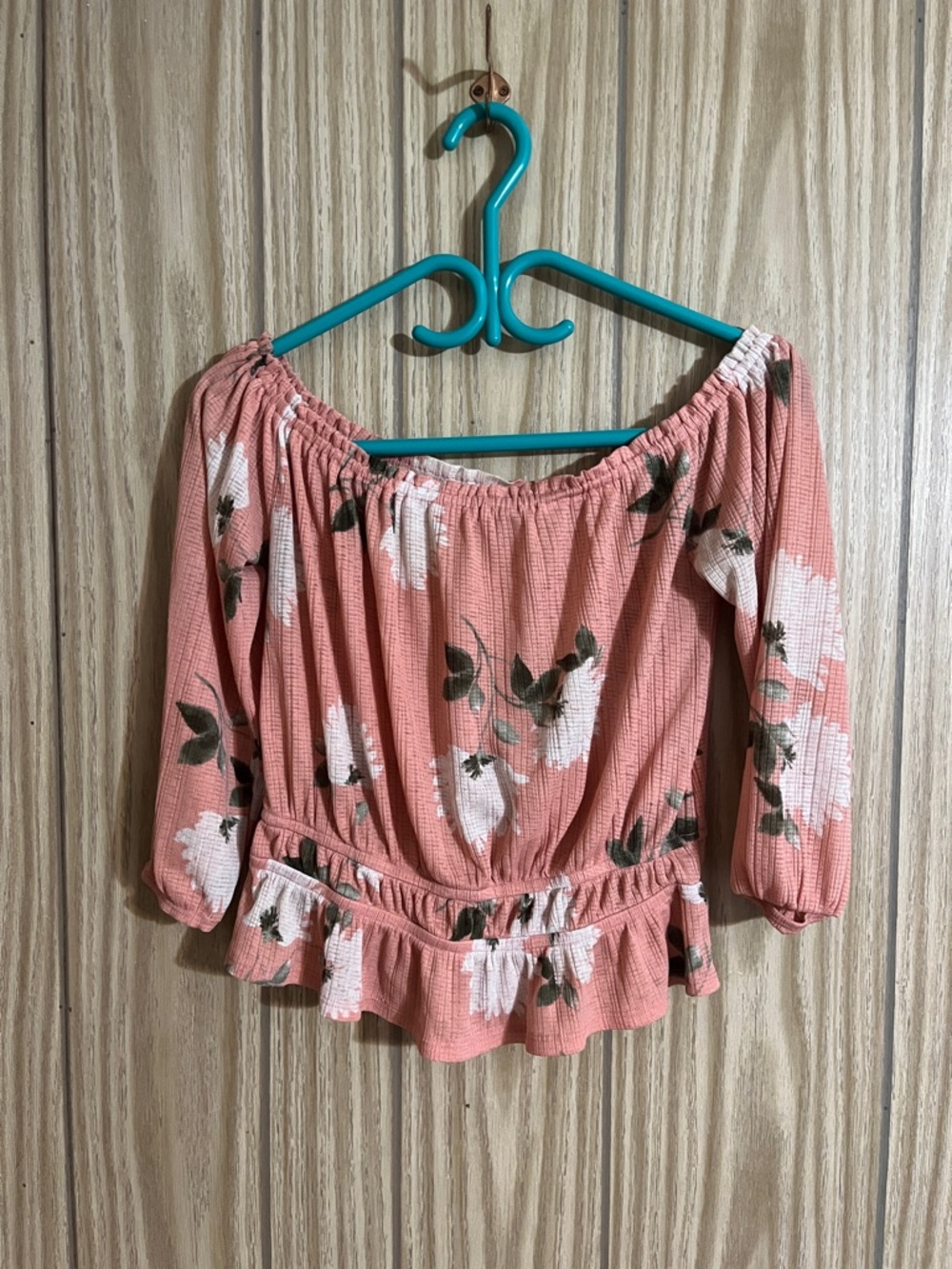 Dynamite Dusty Rose Floral Off-Shoulder Peplum Top